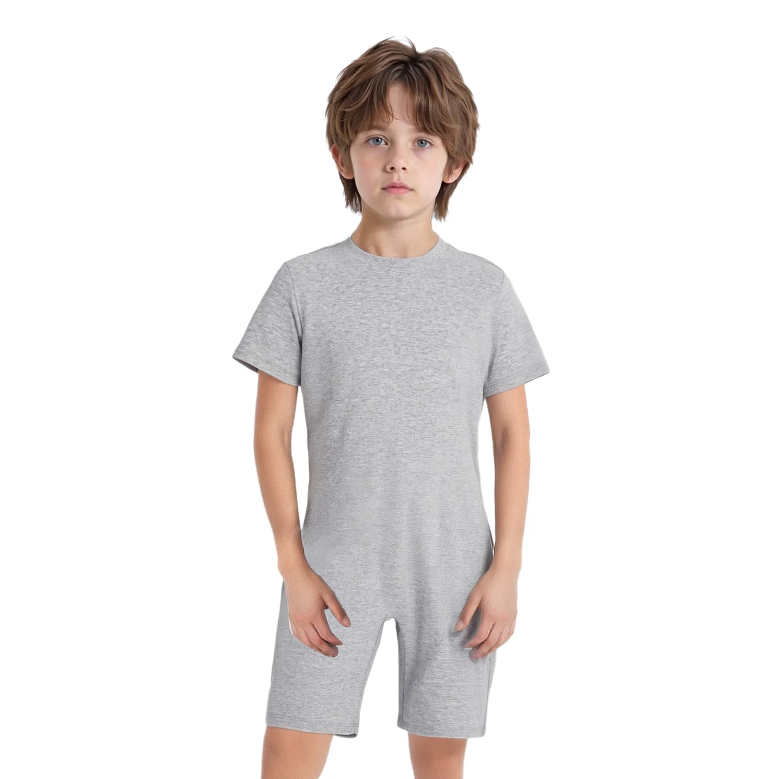 3 Pcs Adaptive Jumpsuit for Boys Girls Special Needs Adaptive Clothing Round Neck Short Sleeve Back Zipper Anti-Strip Rompers