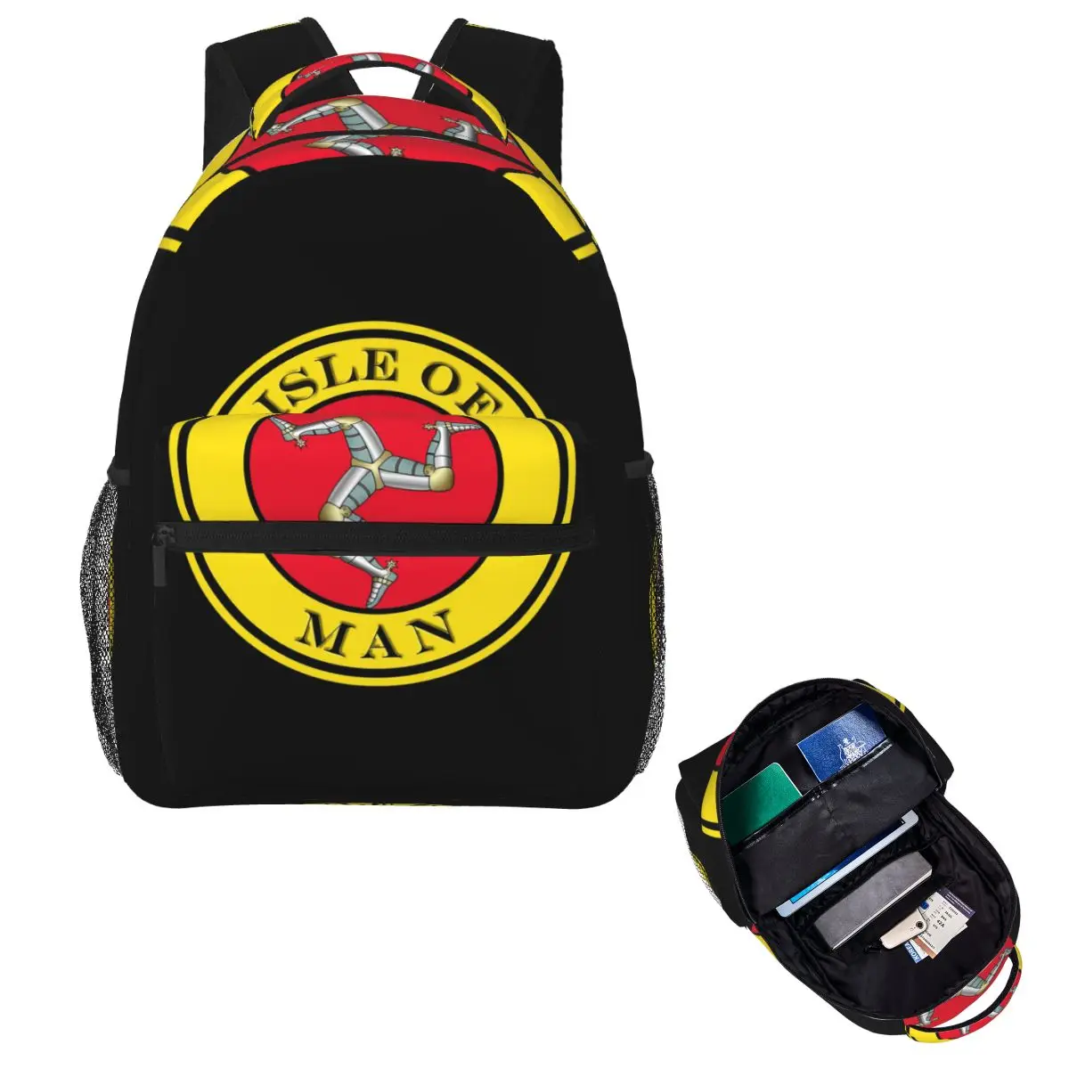 Isle Of Man Motorcycle Racing Student Backpack School Bag Hiking Travel Daypack for Men Women Fashion Bookbag Shoulder Bags