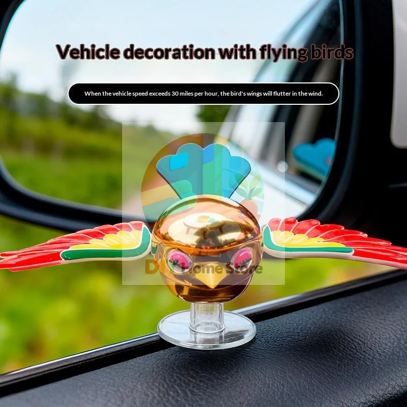 Flying Bird Car Ornament 1/2 Pack Automatic Bright Color Auto Exterior Decor for Daily Commute Use