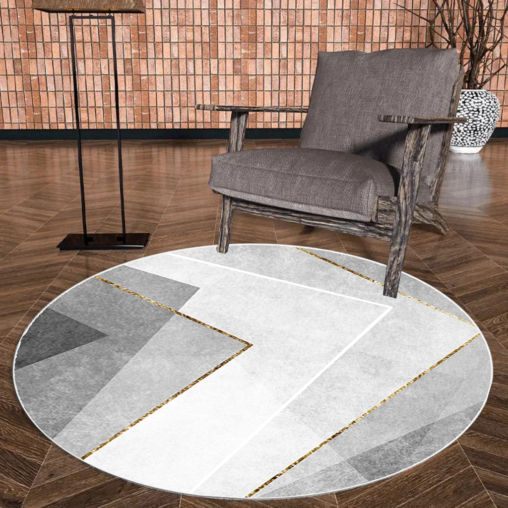 INS Modern Grey Round Carpet for Living Room Large Size 200x200 Washble Non-slip Rug Children Bedroom Decor Hanging Chair Mat