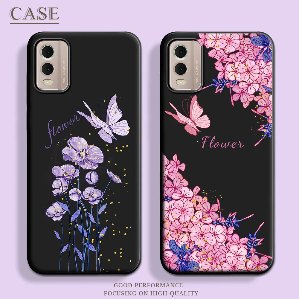 Per Nokia C32 (TA-1534) custodia Butterfly Soft Silicone TPU custodia per telefono simpatico cartone animato per NOKIA C 32 c32 Cover posteriore