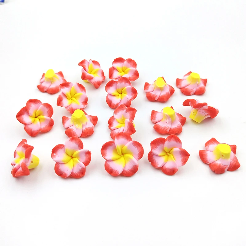 10PCS 15MM Plumeria Polymer Clay Flower Beads DIY Hawaiian Jewelry Craft Making Earrings Hairpin Accessories Material