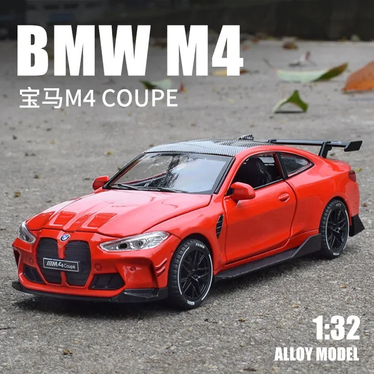 1:32 BMW M4 Coupe sports car High Simulation Diecast Metal Alloy Model car Sound Light Pull Back Collection Toy Gifts