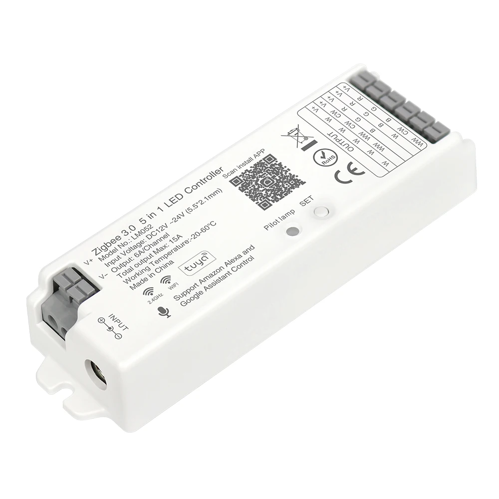 5-in-1 LM052 Tuya ZigBee 3.0 LED Controller Supports Monochrome CCT RGB RGBW RGBCT PWM LED Strip 2.4G Remote Control LM091 - view 2