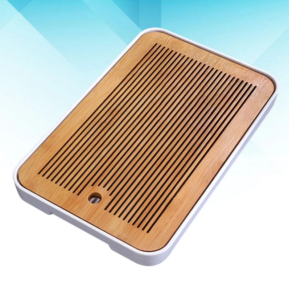 

1Pcs Bamboo Tea Tray Japanese Style Premium Melamine Household Tea Plate for Kitchen Sitting Room Bedroom Use White Khaki