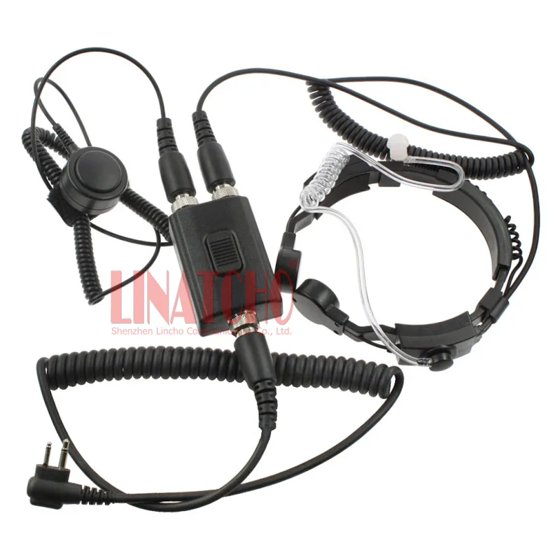 

Two Way Radio GP68 GP88 GP300 GP308 Walkie Talkie PTT Tactical Throat Mic Earphone Neck Strap Headset