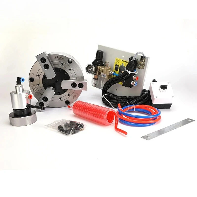 

8 inch 210mm 3-jaw Solid Pneumatic Chuck KS08-3 For Air Lathe Machine Tool Rotating Power Chuck Fixture Complete Set