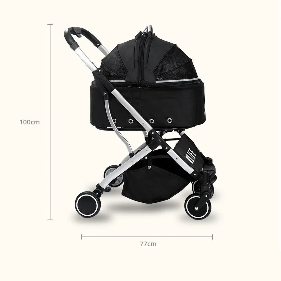 Aluminum Alloy Pet Stroller for Small Dog and Cats Lightweight Foldable Dog Trolley Cat Cart Cat Stroller Pet Carrier