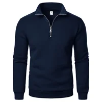 Spring and Autumn new casual half zipper stand up collar hoodie trend simple and loose oversized fleece men's hoodie 2