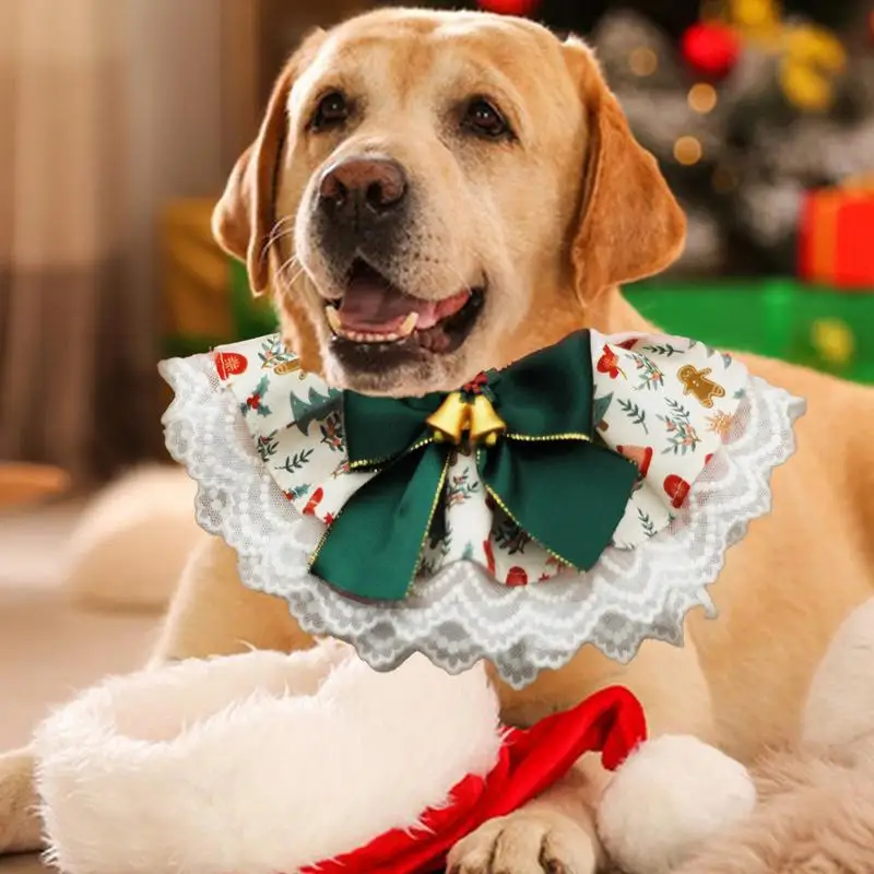 Bavaglini per cani per le vacanze bavaglini per cani di natale regolabili morbidi bandane per cani sciarpa per animali domestici traspirante in pizzo carino accessori per animali domestici reversibili