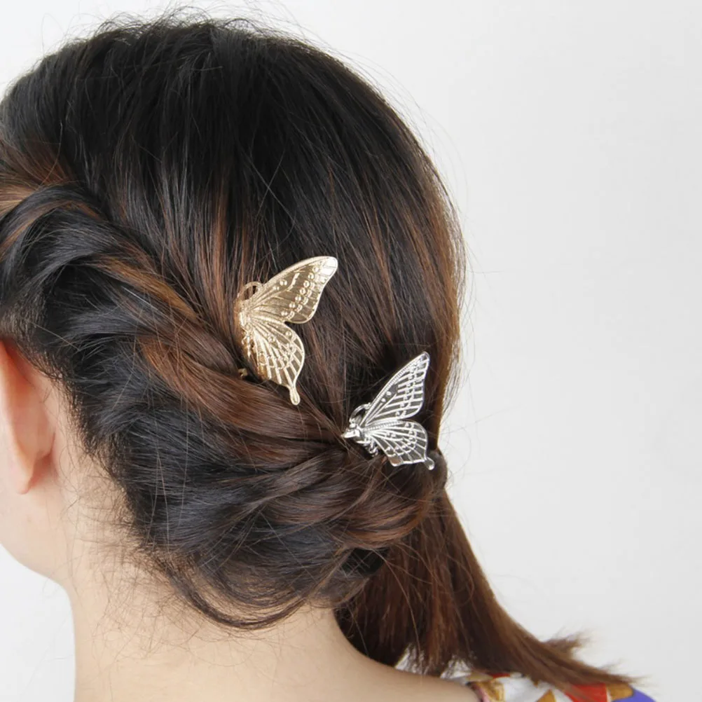 

4Pcs Butterfly Hairpin Zinc Alloy Beautiful Clips for Girls Silver Exquisite Fashion Daily Use Hair Accessories Styling Aid