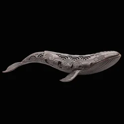 Antique Copper Whale Small Statue Desktop Ornaments Sea Animal Figurines Incense Burner Living Room Home Decorations Accessories