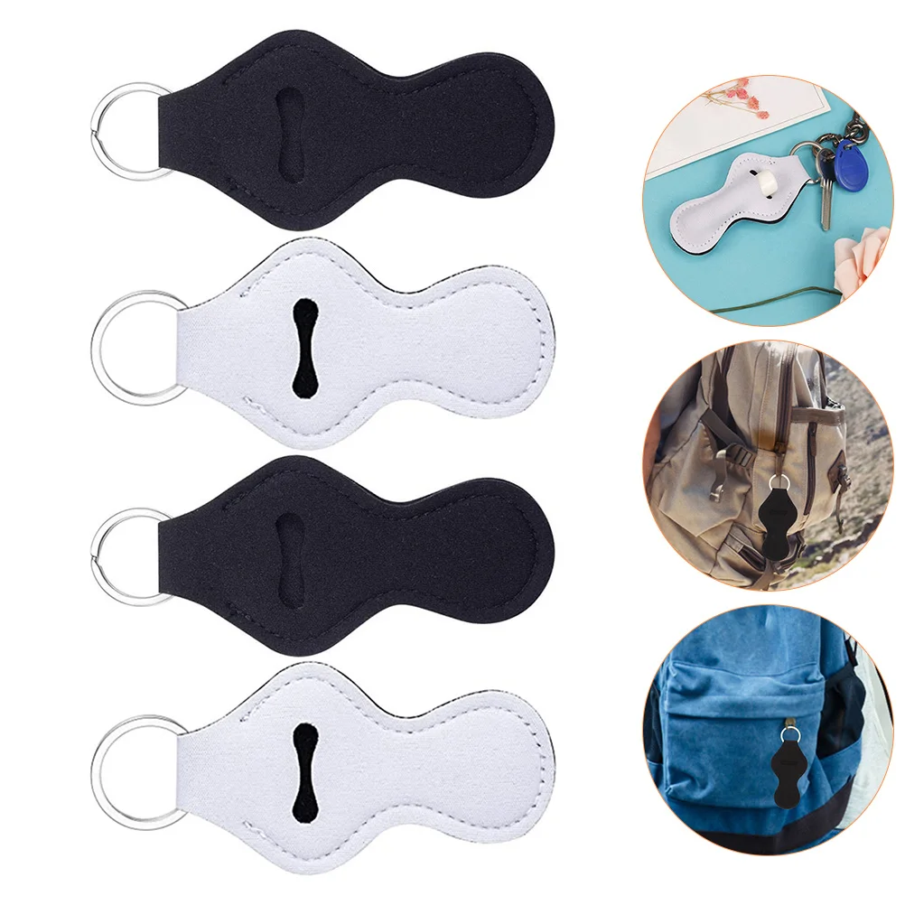 4 pçs batom organizador chaveiro materiais de alta qualidade seguro acessível uso rápido balm labial titular chaveiro