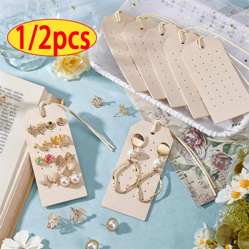 

Two-Sided PU Leather Earrings Jewelry Display Stand Ear Studs Ear Clips Storage Shelf Cardboard Hangable Earrings Display Props