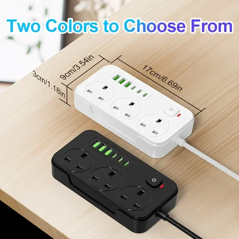 2026 شريط طاقة متعدد الوظائف 9 في 1 جديد/ شاحن متعدد المنافذ، 1 شريط طاقة (3 تيار متردد، 3 USB-A، 3 Type-C)، مفتاح رئيسي واحد، مجهزة