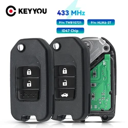 KEYYOU – clé télécommande pour Honda Civic Accord City, 2/3 boutons rabattables, pour Jazz CR-V Vezel XR-V FRV, HR-V Mhz, puce ID47 434/HLIK6-3T