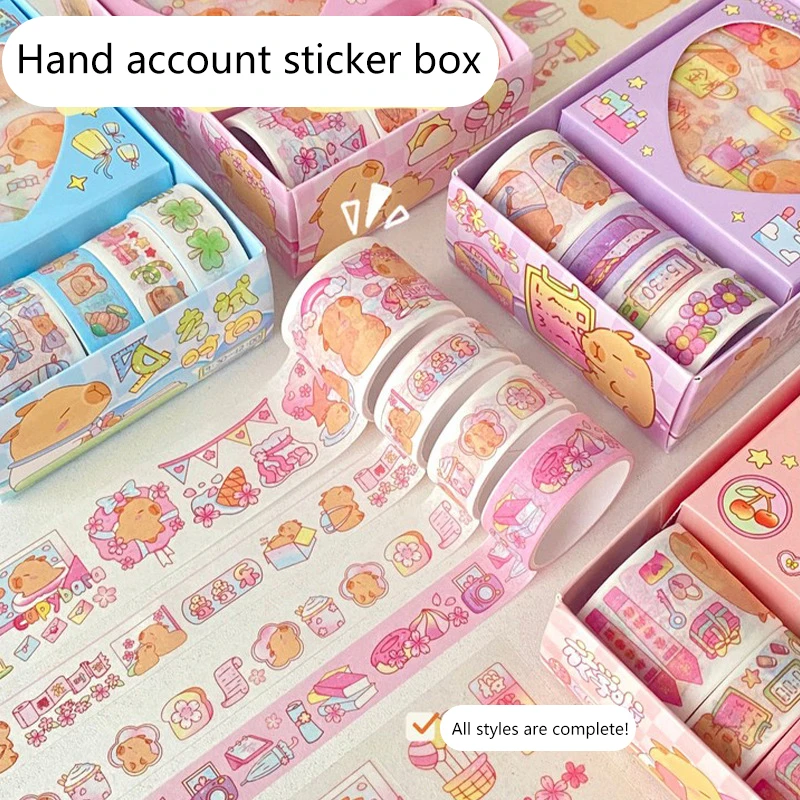 8 Set/lot Kawaii Capybara Stickers Tape Cute Scrapbooking DIY Diary Decorative Sticker Hand Account Decorate Set Gift Set