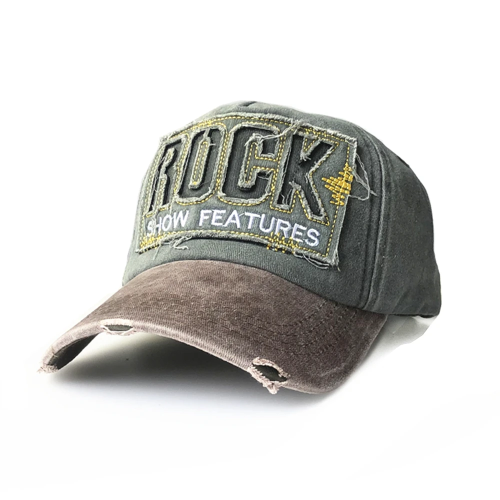 Letter ROCK Embroidery High Quality Cotton Baseball Cap Unisex Snapback Outdoor Sport Sun Hat