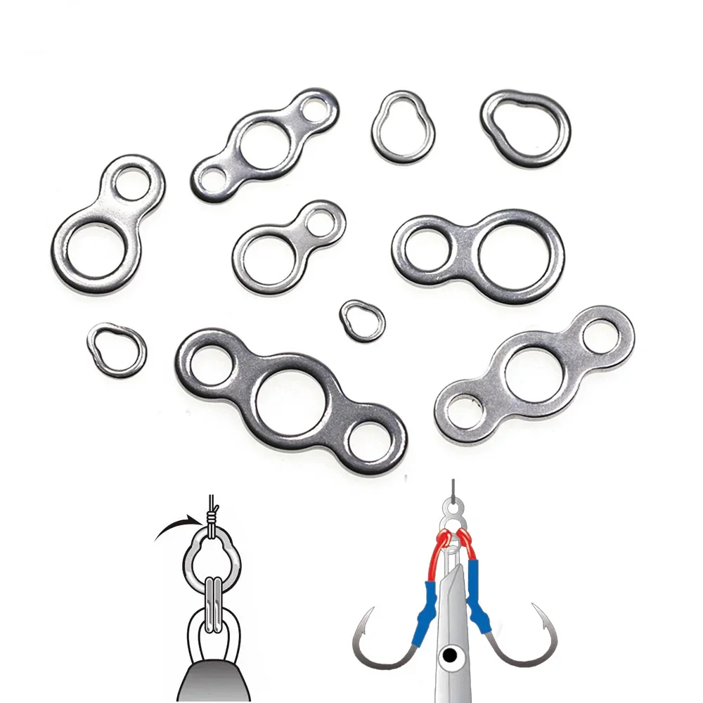 20 Stück Edelstahl Doppel-/Dreifach-/Birnenförmige Solide Ringe für Salzwasser-Angelzubehör zur Verbindung von Schnur, Assist-Haken und Jig-Ködern – Detail 6