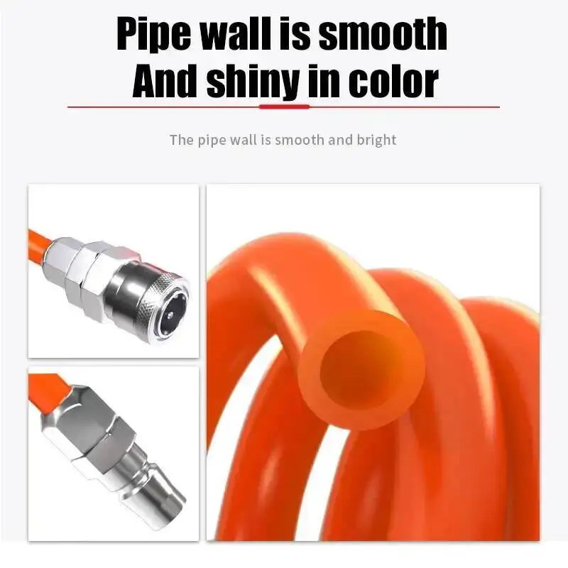 PU Spring Pipe Air Compressor Gas Line Pneumatic High Pressure Telescopic Spiral Hose With Joint 6mm 8mm 10mm 12mm