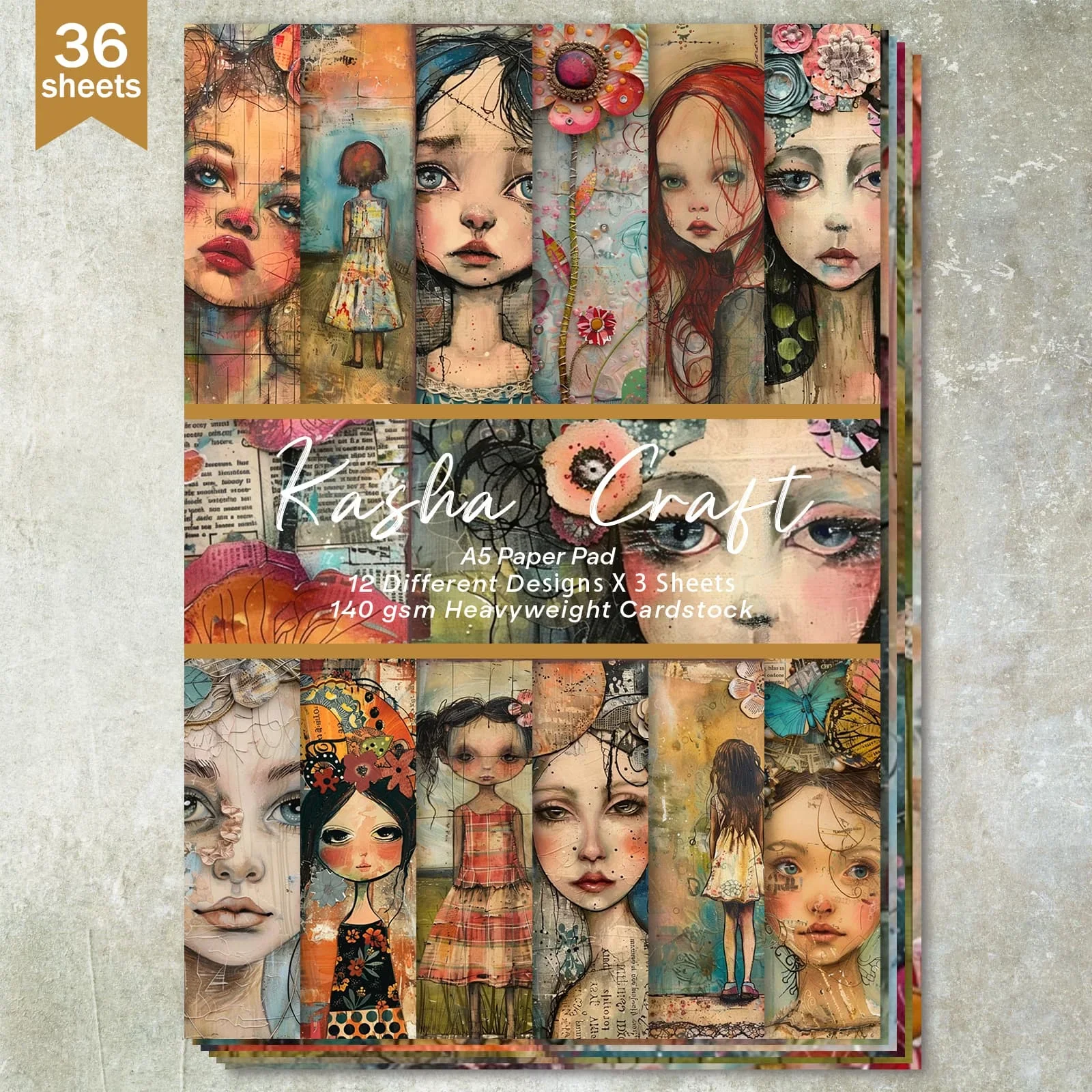36 Sheets A5 (Fantasy Girls Are Broken And Old) Clipping Thin Paper For Bullet Diary, Junk Magazine, Greeting Card Background