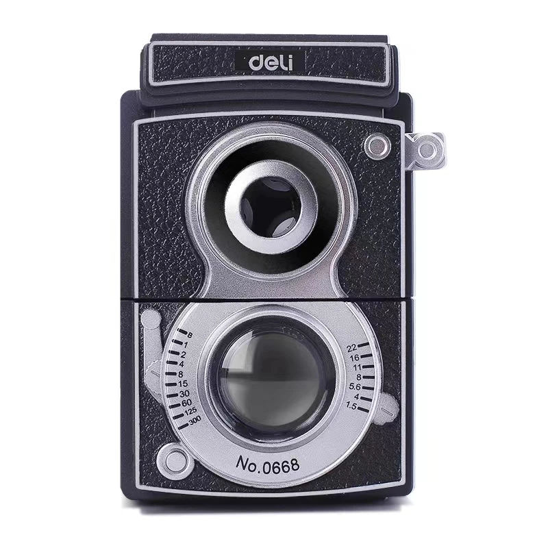 Retro Camera Shaped Hand Crank Pencil Sharpener for Students Home Study Supplies Black 0668