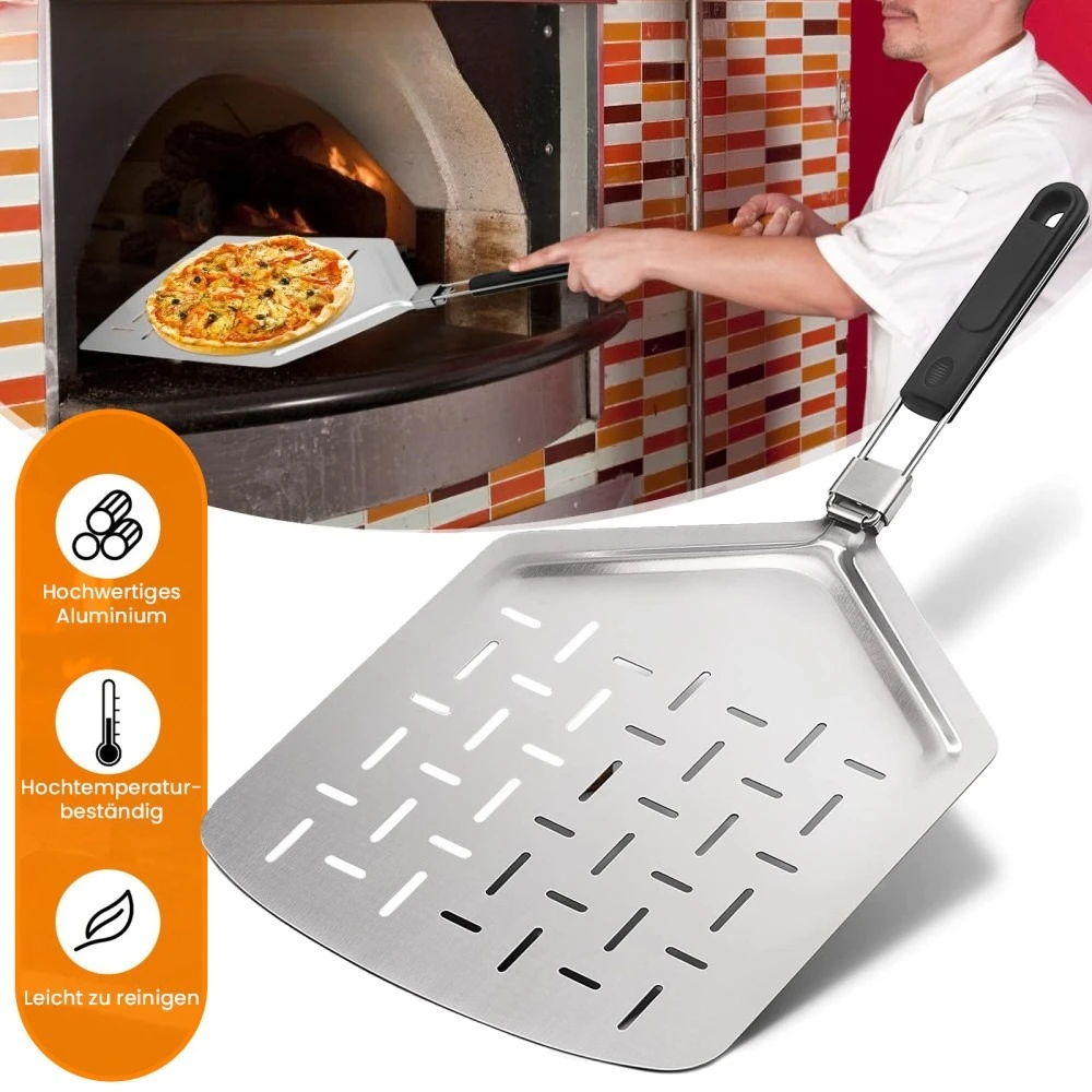 Pala per pizza perforata, pala pieghevole con manico corto per forno, utensili da cucina, teglia per pizza antiaderente 62,5 x 33 CM