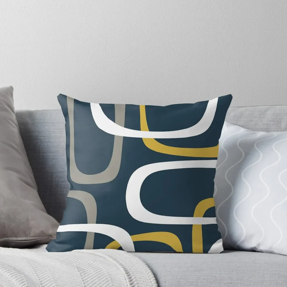 

Midcentury Modern Loops Retro Pattern in Light Mustard, Grey, White, and Navy Blue Throw Pillow Pillow Cases Decorative pillow