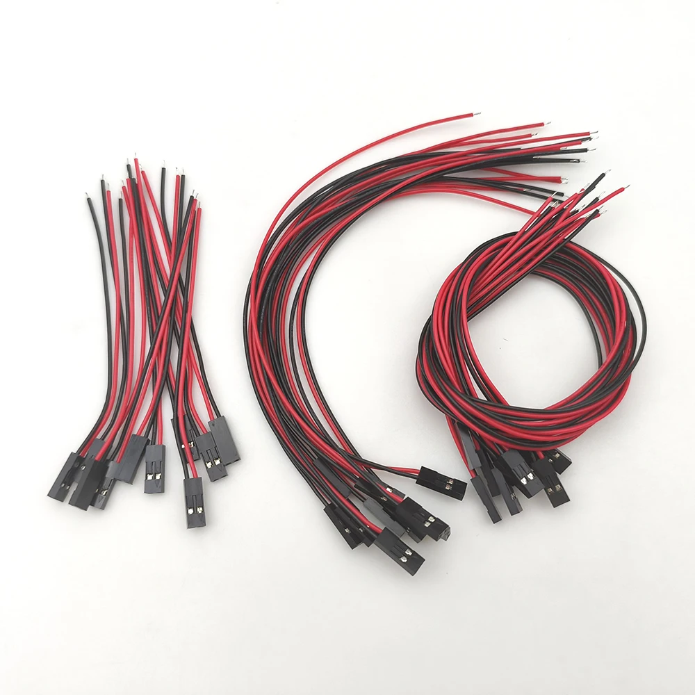 10Pcs 2 Pin Female Jumper Connector Wire 2.54mm Pitch Length 10CM 20CM 30CM Single Head 2P For Dupont Line