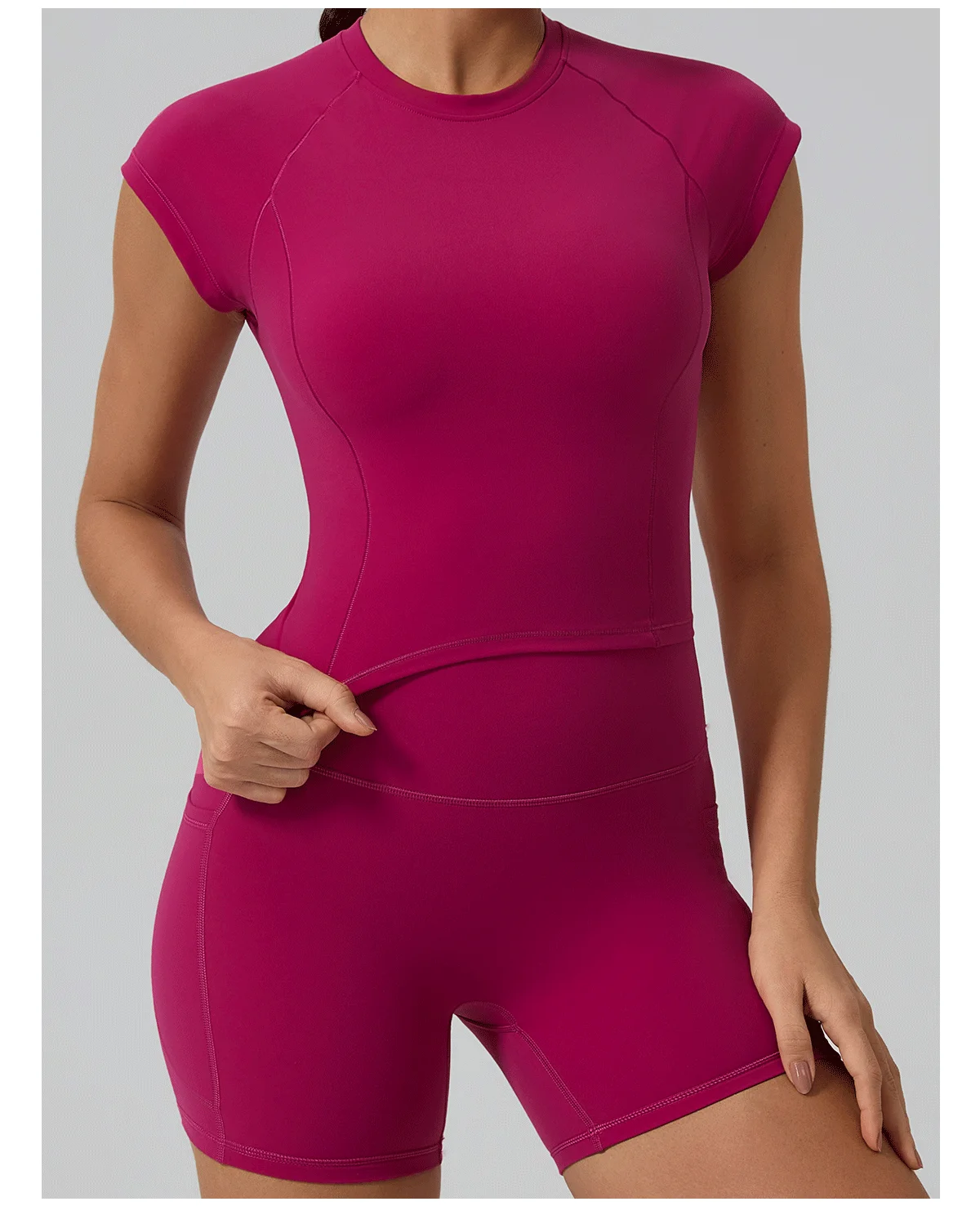 Hearuisavy Gym High Impact Kurzarm-Sport-T-Shirt für Damen, atmungsaktiv, schnell trocknend, eng anliegend, Yoga-Fitness-Tops, Lauf-Workout-T-Shirt – Detail 30