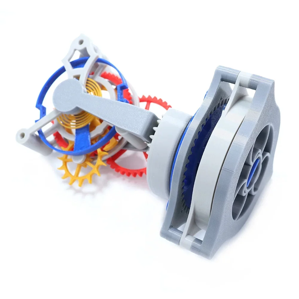 3D Printed Tourbillon Gear Transmission Model – Mechanical Escapement Structure Pendulum Clock, Assembled DIY Technology Kit