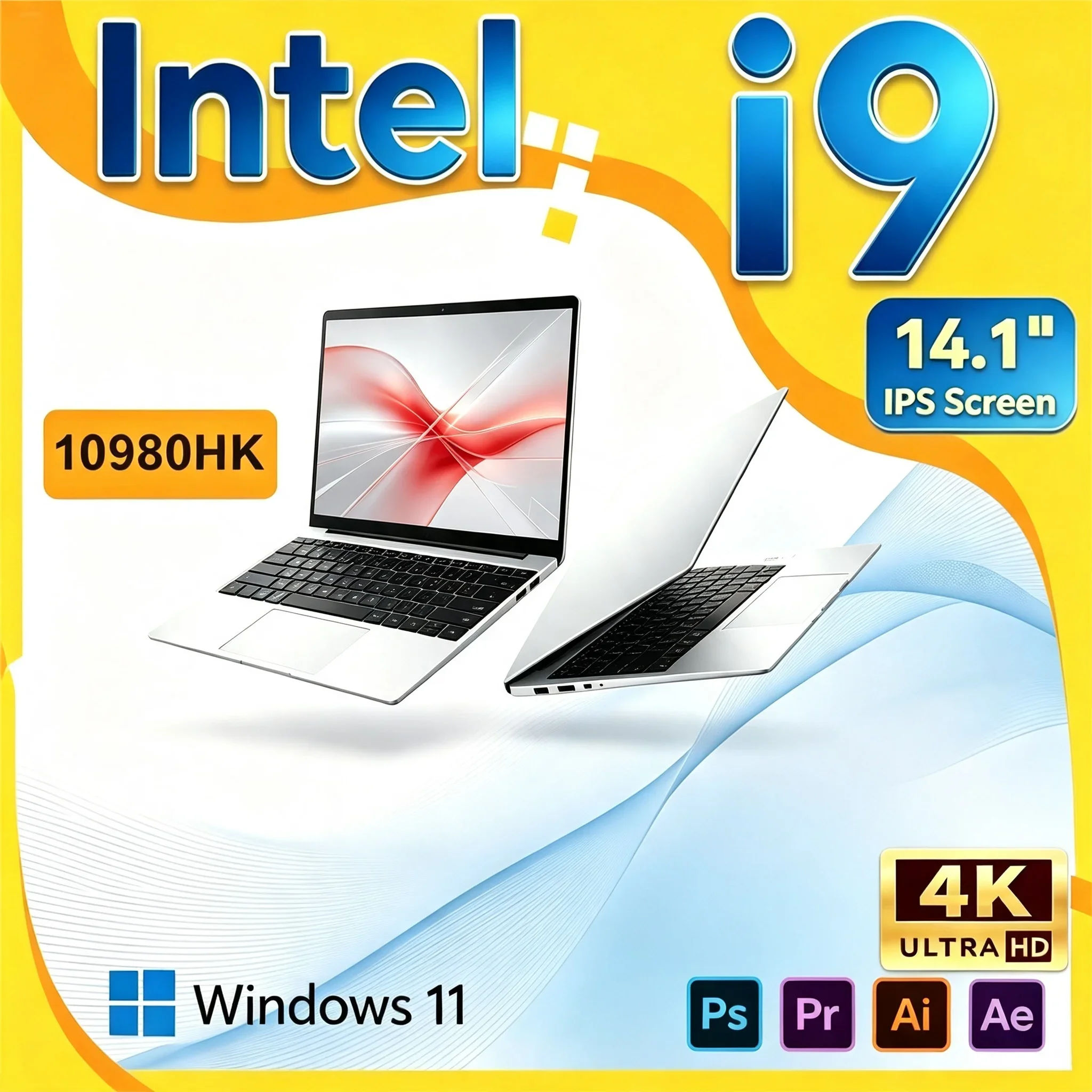 Windows 11 Pro 14.1 Inch Laptop Intel Core i9 10980HK 32GB DDR4 2TB SSD Gaming Office Gamer Portable Notebook Computer PC