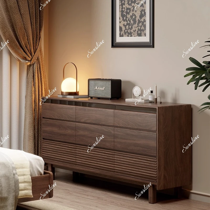 

North American black walnut chest cabinet living room wall drawer locker