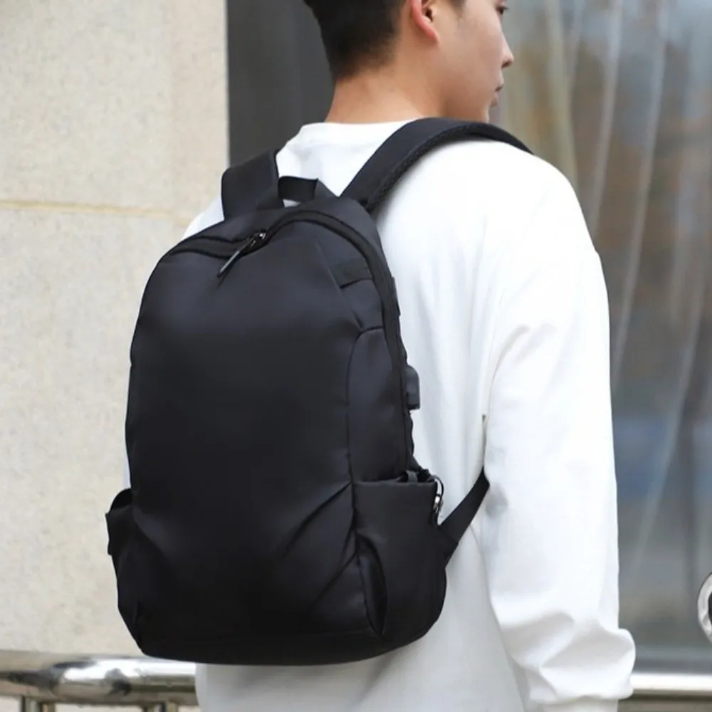 

Simple Bag Large-capacity Student School Bag Breathable Fashionable Solid Color Backpack Nylon Multi-pocket Men Backpack Work
