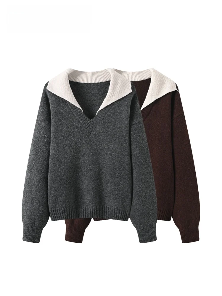 

Повседневный вязаный свитер Sle Long Sve больших размеров, женский осенне-зимний новый топ Sle Lazy Sle для девочек больших размеров