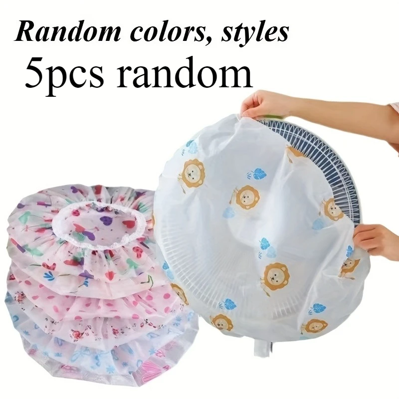 5Pcs Washable Fan Dust Shields, Elastic Edge Reusable Protective Covers for Table & Floor Fans Home Office Use