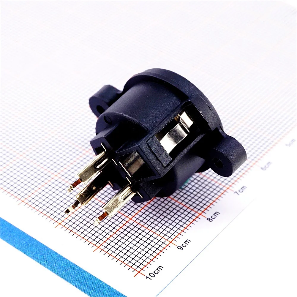 2 pcs XLR Socket 3 pin Socket Receptacle Vertical Solder PCB through Holes Panel Mount Gold Plating 3 Position circular Female