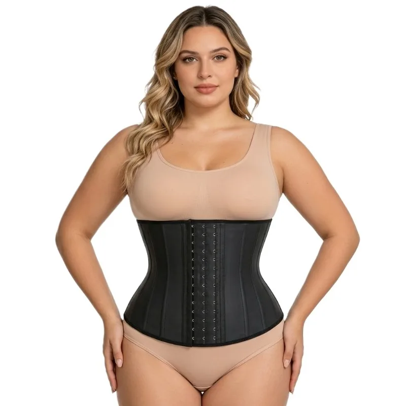 

Корсет-пояс для коррекции фигуры с 25 стальными косточками из латекса для женщин, утягивающий пояс для живота, моделирующий ремень для похудения