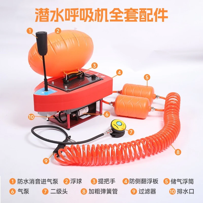 Portable Diving Breathing Machine Fishing Underwater Gold Panning Scuba Gear Full Set Tankless Air Pump for Snorkeling