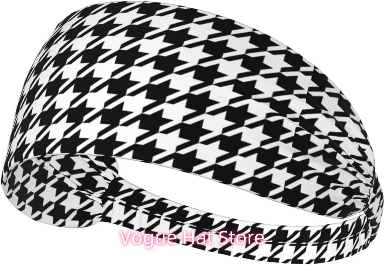 

Houndstooth Large Classic Pattern Workout Headbands for Women, Sweatbands for Men, Elastic Exercise Headband for Fitness Running