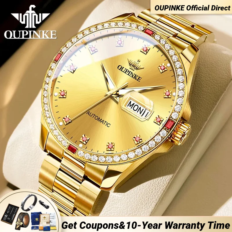 

OUPINKE Automatic Mechanical Watch for Men Imported Japan MIYOTA Movement Luxury TOP Brand +Diamond Wristwatch Men 2024 Trend