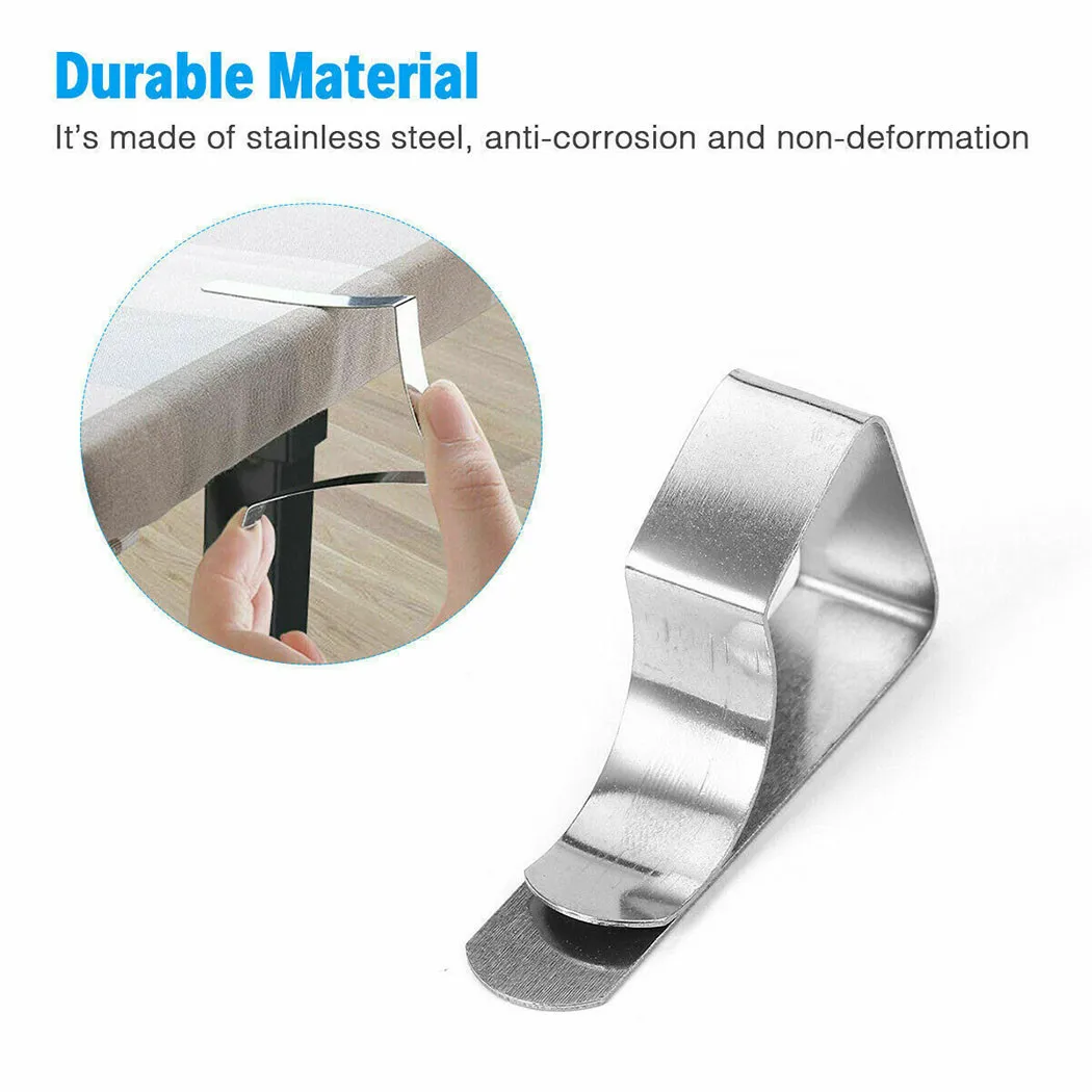 8pcs Stainless Steel Anti-Slip Tablecloth Camps Non-slip Securing Holder Wedding Camping Promenade Table Cloth Cover Fix Clips