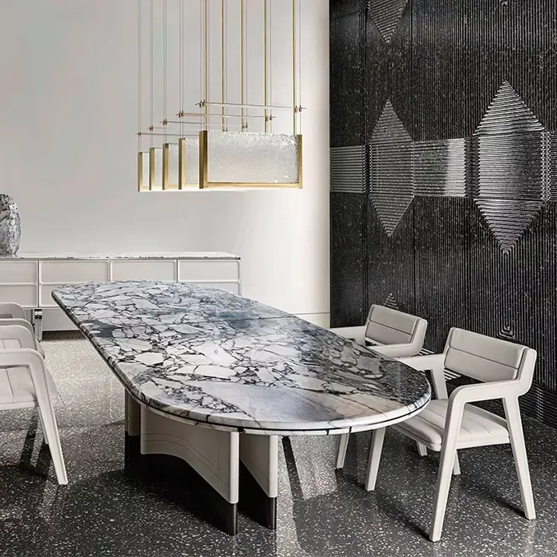 #Simple Marble Top Modern Furniture Dining Rectangular Table for Dinging Room 4-6 Seaters Dining Table