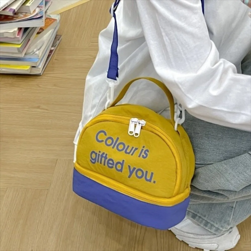 

Повседневная сумка через плечо с буквенным принтом, квадратная ручная нейлоновая сумка через плечо контрастного цвета, минималистичная женская сумка для путешествий