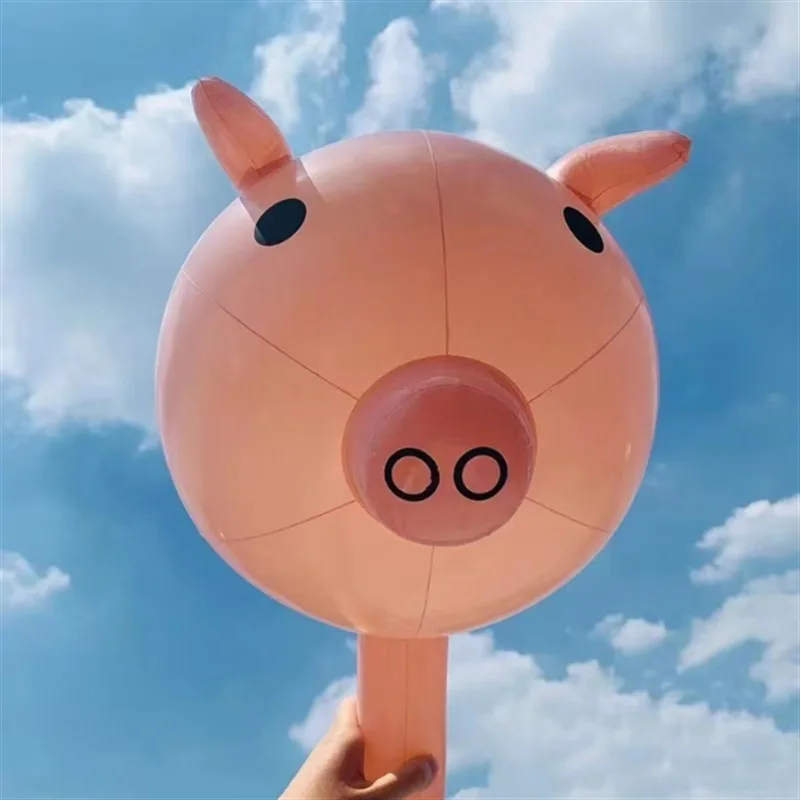 

DS8351 Cute Internet Pink Pig Head Stick Balloon Thousand Jin Hammer Pig Head Stick Inflatable Toy Pig Head Stick Balloon