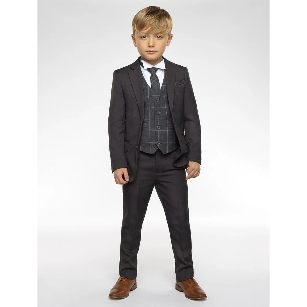 Boys Suits Chic Notch Lapel Single Breasted Three Piece Jacket Pants Vest Kids Wedding Terno Performance Sets for Children