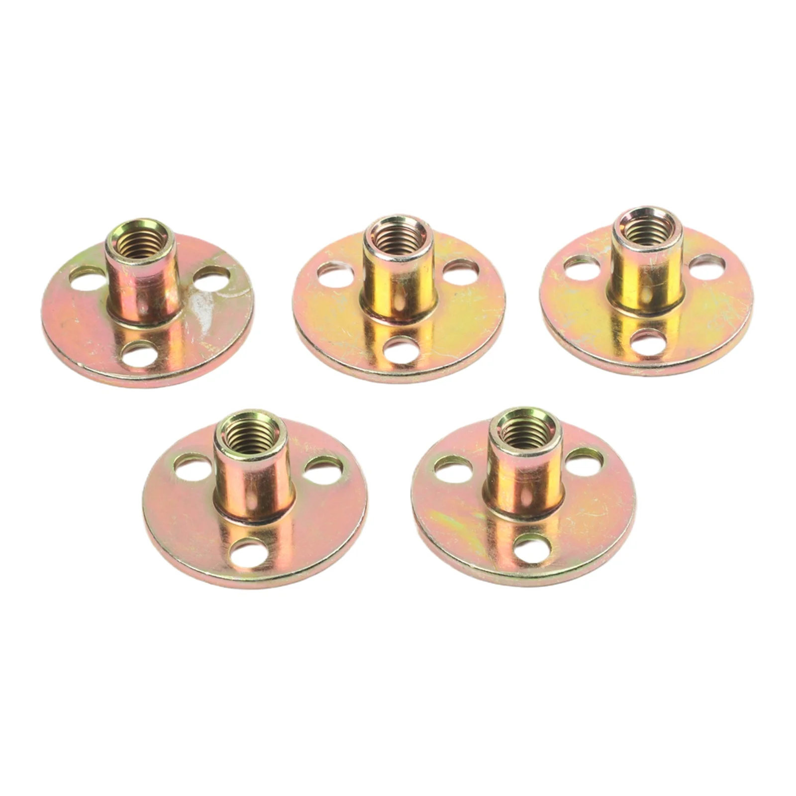 M8 three hole flange fixing nut for woodworking furniture connection T type galvanized iron plate nut five pack
