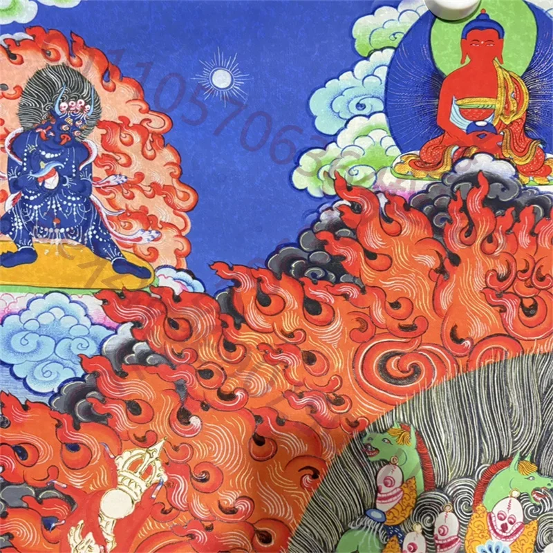 Tibetan Buddhism Six-Armed Gamaha Bodhisattva Silk Tangka Fine Art - Handmade Old Buddhist Wall Hanging Decorations