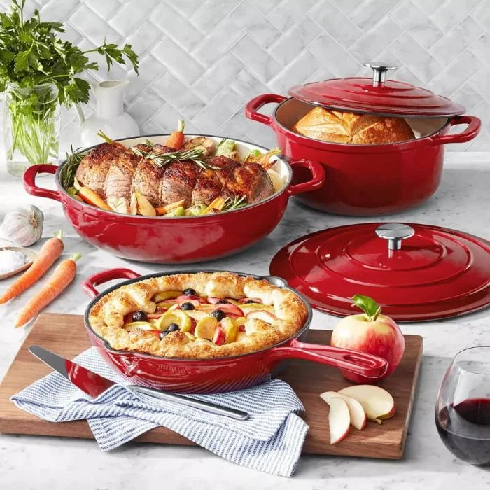 4‑Piece Enamel Cookware Set, Household Enamel Pot, Multi‑functional Soup Stewing Cooking Pots