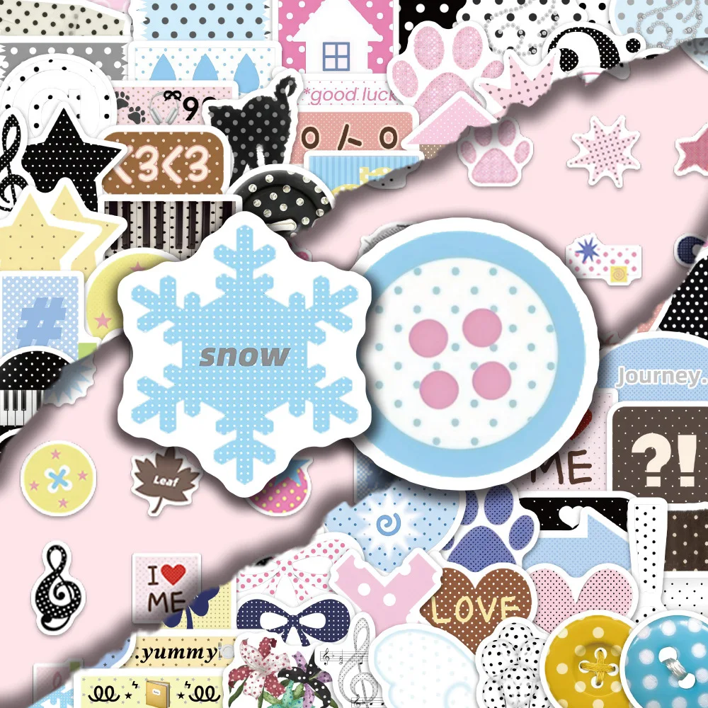 100PCS Polka Dot Material Cartoon Graffiti Sticker DIY Skateboard Laptop Guitar Phone Car Seal Label Decoration Classic Kid Toy